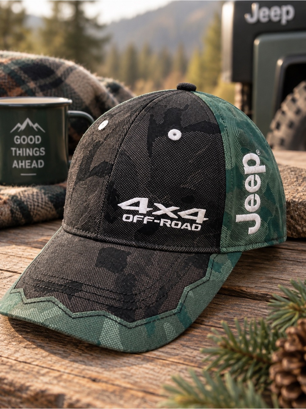 Choko Authentics Jeep 4x4 Off-Road Camo Baseball Hat Cap Adjustable NWOT